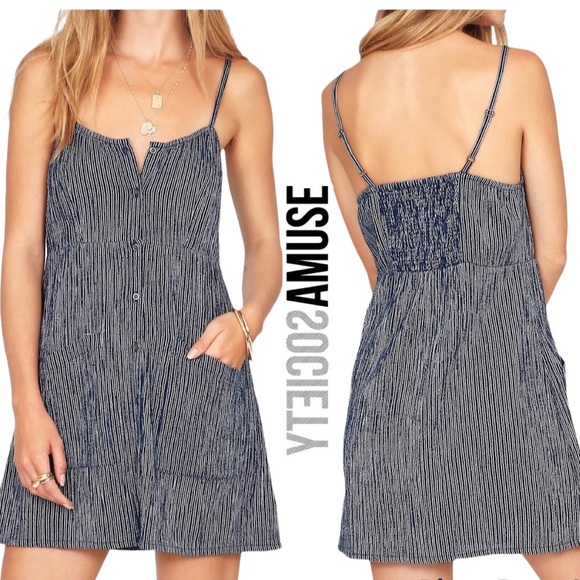 Amuse Society Brunch Date Stripe Mini Cotton Dress - Picture 1 of 11